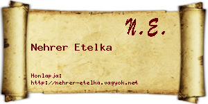 Nehrer Etelka névjegykártya